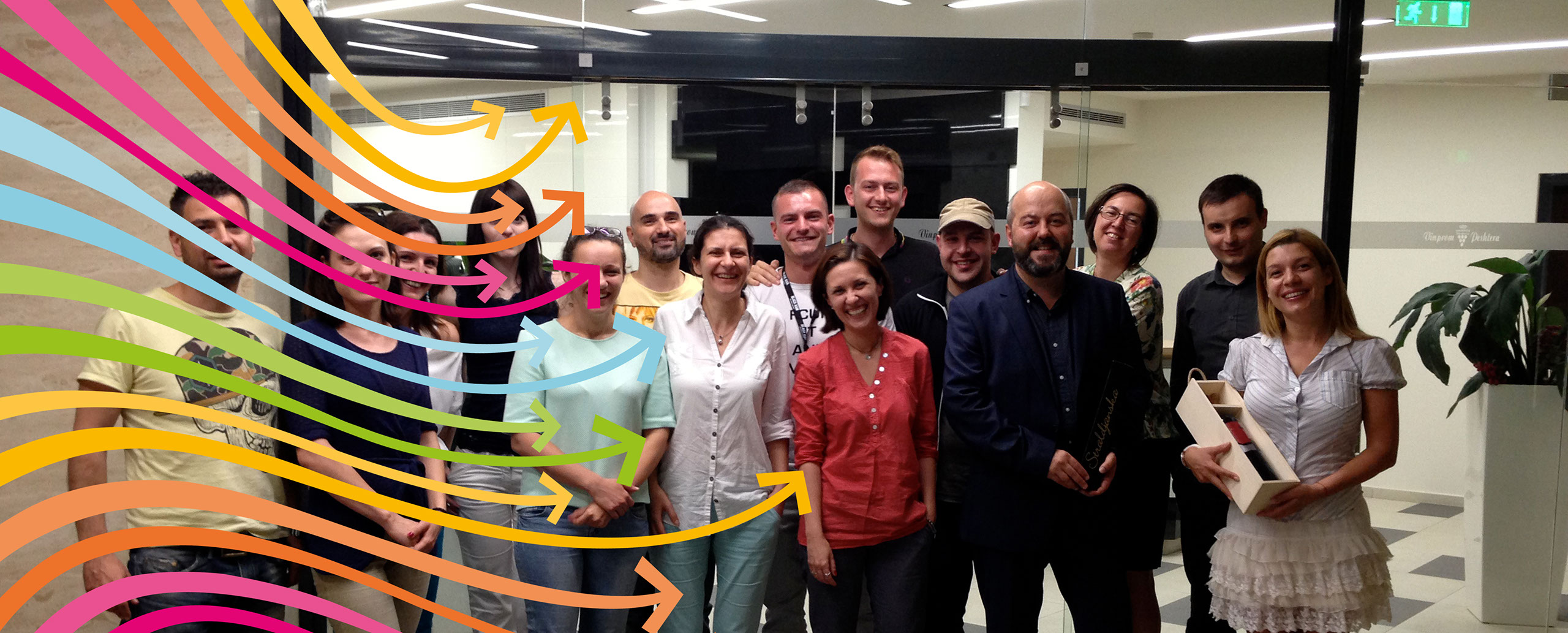 Paul Hitchens with Vinprom Peshtera Marketing Executives in Sofia, Bulgaria